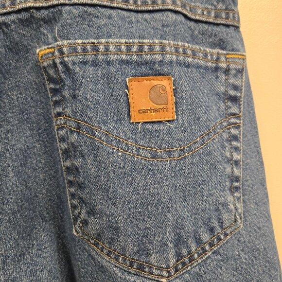 Carhartt Mens 36 Blue Denim Flannel Lined Relaxed Fit Jeans 8172 Made In USA - Picture 7 of 16